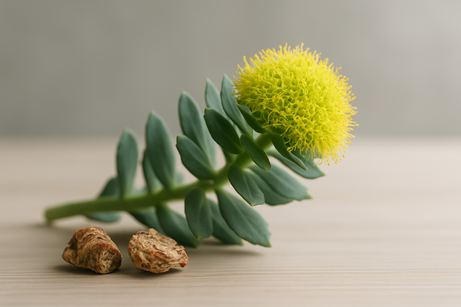 Rhodiola Rosea Pflanze mit rosa Blüten in natürlicher Berglandschaft